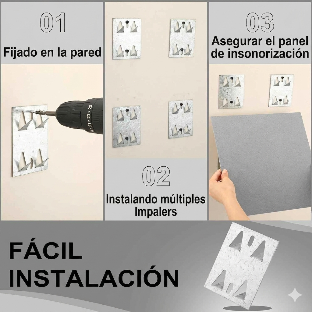 Clip de montaje por inserción para paneles acústicos